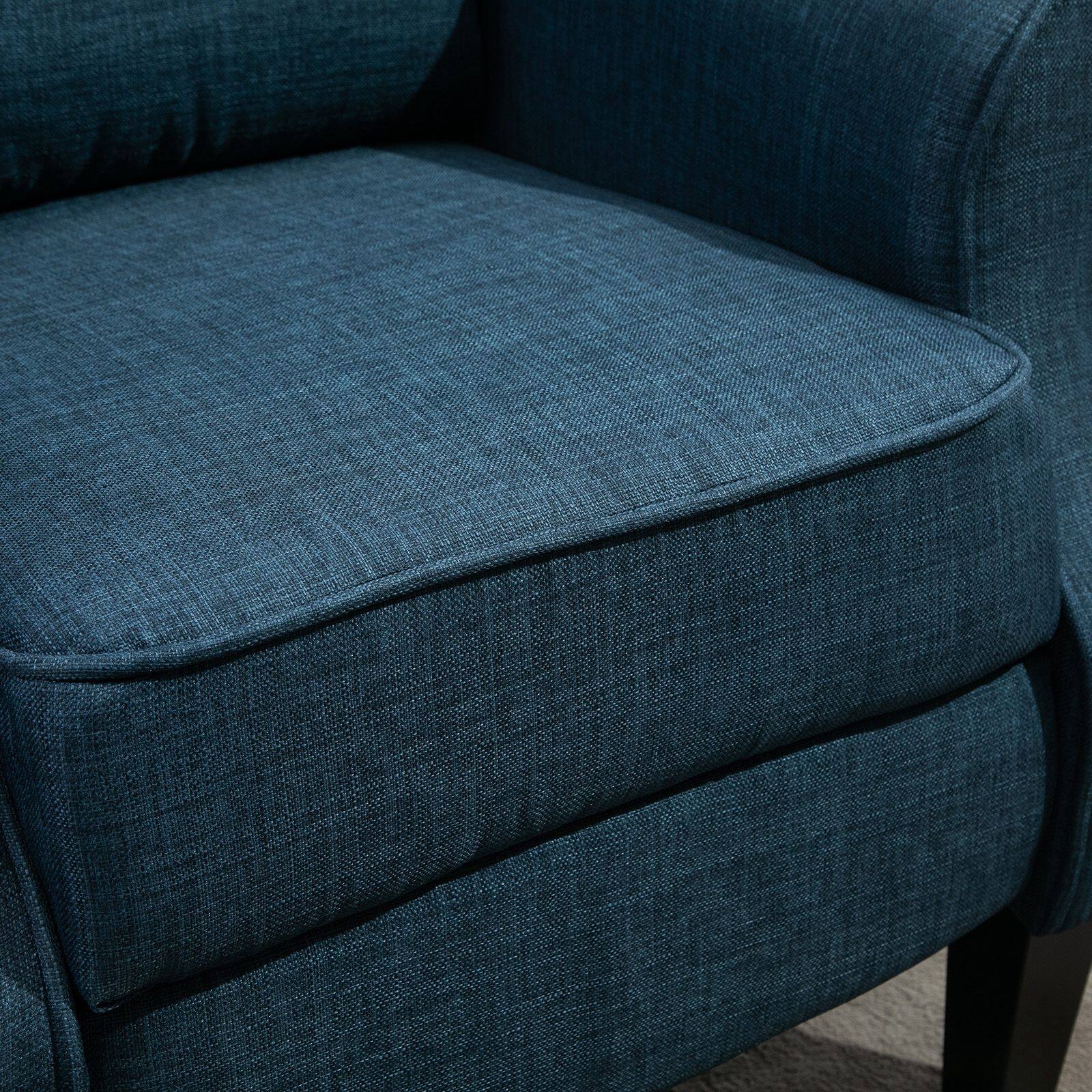 Alt View 8. Homcom - Vibration Massage Recliner Chair, Wingback Single Sofa, Modern Linen Fabric Push Back Reclining Chair - Blue.