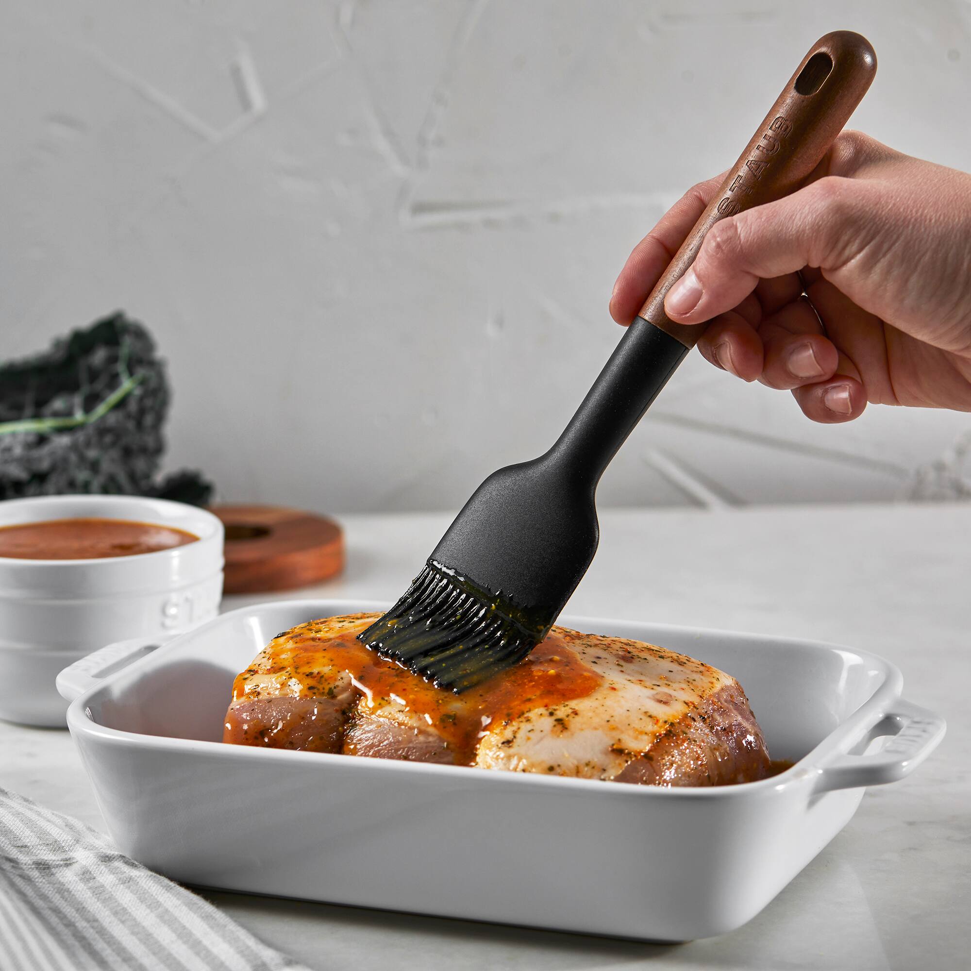 Alt View 1. Staub - Staub Silicone with Wood Handle Cooking Utensil, Pastry Brush - Matte Black.