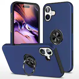 Entronix - iPhone 17 Case with 360º Kickstand and Enhanced Protection - Navy Blue