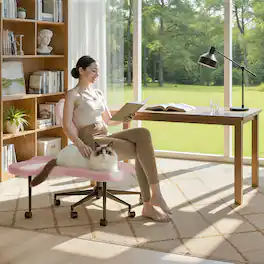 Pinmoco - Office Chair Ergonomic Cross-Legged Desk Chair with Height Adjustable Wheels Meditation Chair - Pink