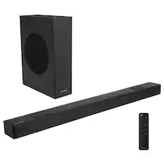 Front. Westinghouse - Westinghouse 5.1.2 Soundbar w/ Wireless Sub, Dolby Atmos & Digital Plus, 200W, HDMI eARC, Bluetooth, Roku TV Ready - Black.