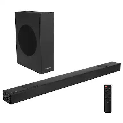 Front. Westinghouse - Westinghouse 5.1.2 Soundbar w/ Wireless Sub, Dolby Atmos & Digital Plus, 200W, HDMI eARC, Bluetooth, Roku TV Ready - Black.