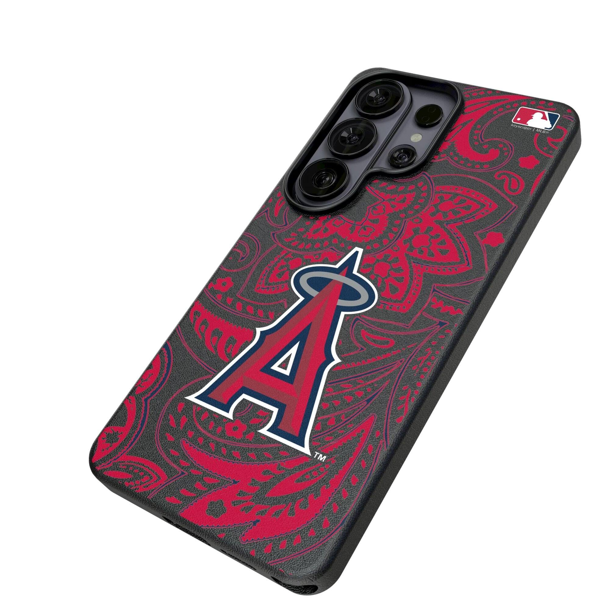 Alt View 1. Keyscaper - Los Angeles Angels Paisley Galaxy Magnetic Bump Case - S25 Ultra - Black.