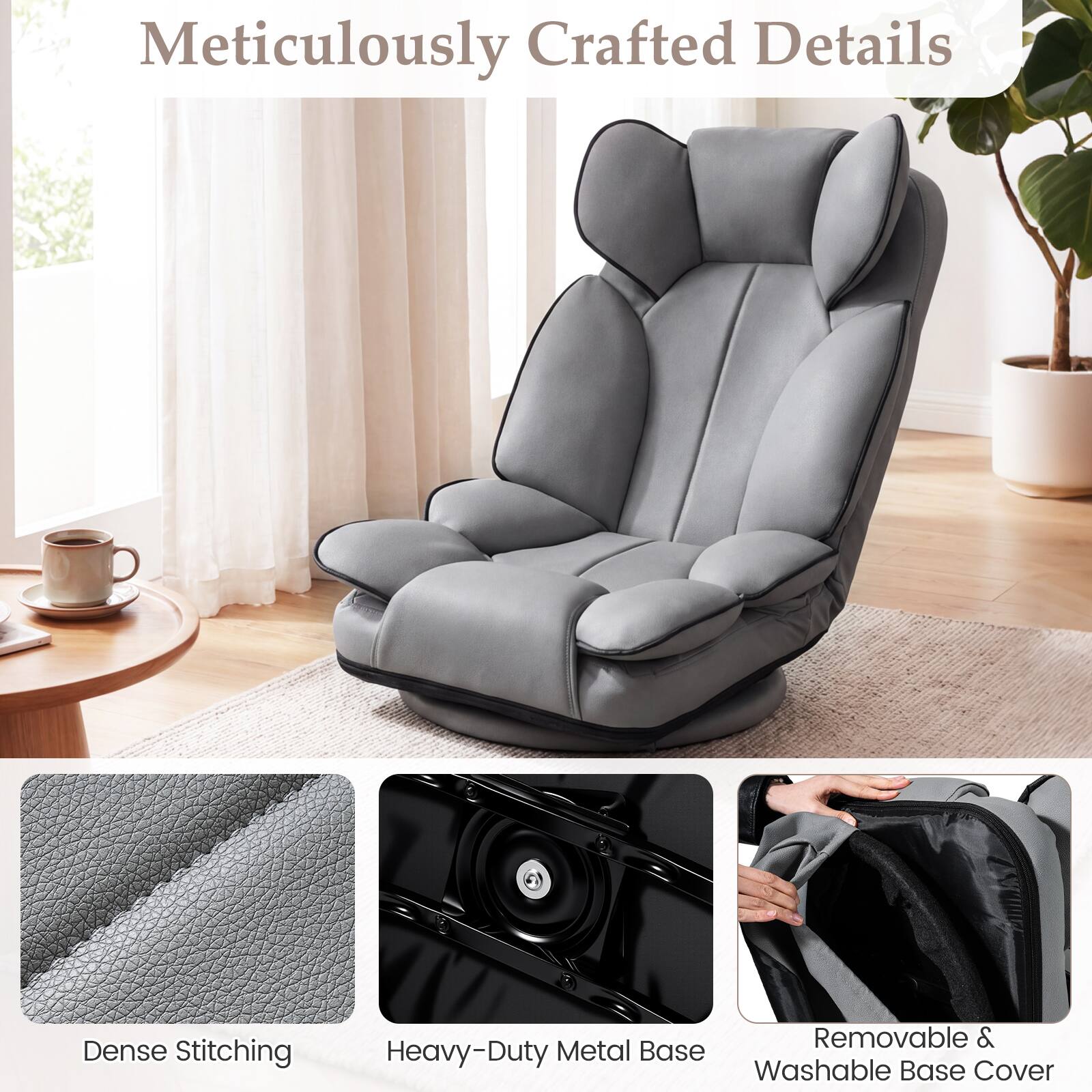 Costway 360 Degree Swivel Floor Gaming Chair, Folding Lazy