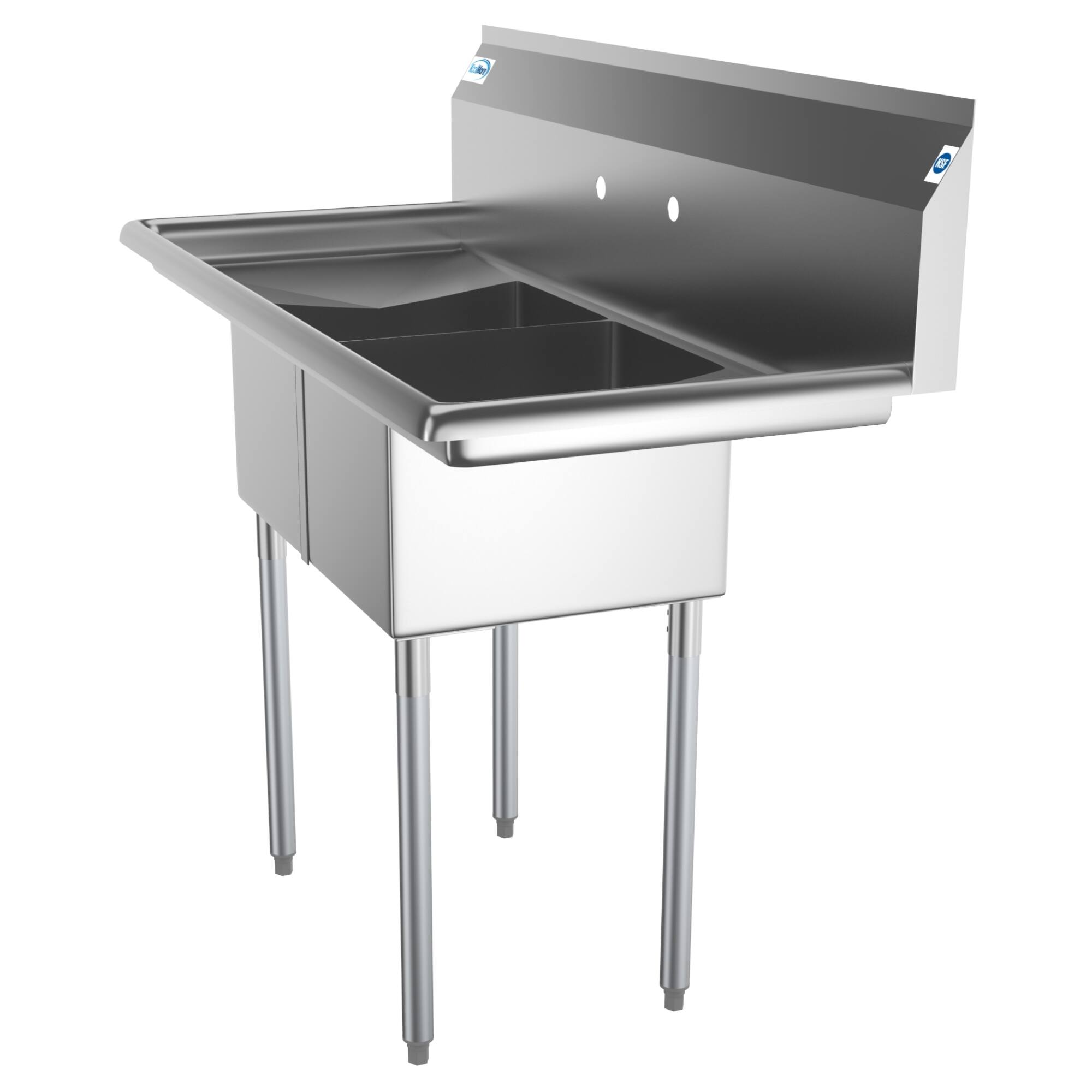 Alt View 1. Koolmore - 48 in. Two Compartment Stainless Steel  Sink with 2 Drainboards, Bowl Size 12"x 16"x 10" SB121610-12B3. - Stainless Steel.
