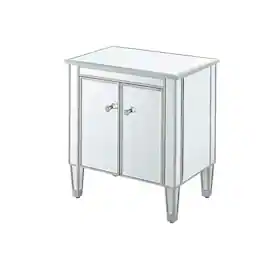 Elegant Decor - Cabinet 2 doors 24in. W x 16in. D x 26in. H in paint - Antique Silver
