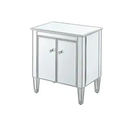 Front. Elegant Decor - Cabinet 2 doors 24in. W x 16in. D x 26in. H in antique silver paint - Antique Silver.