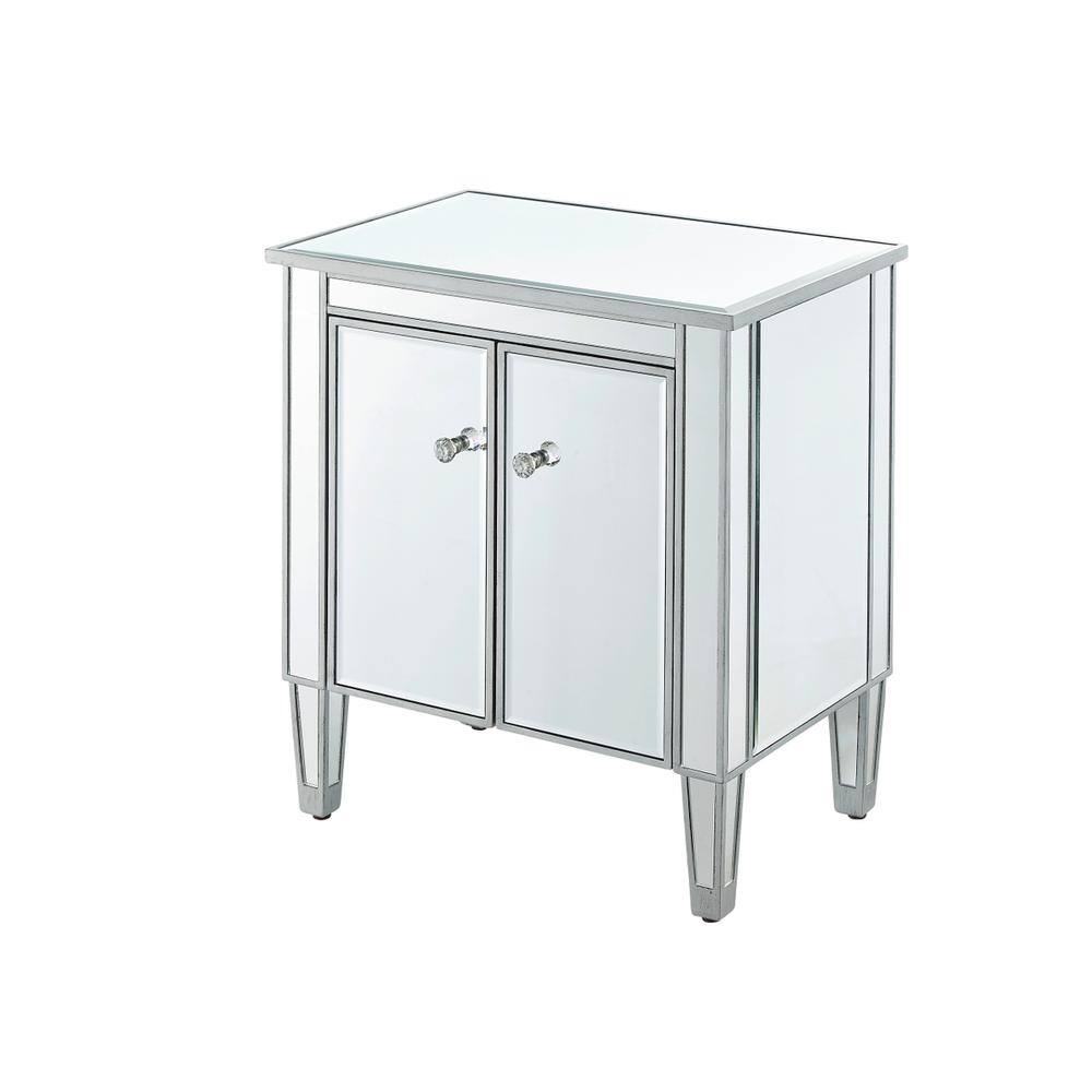 Front. Elegant Decor - Cabinet 2 doors 24in. W x 16in. D x 26in. H in antique silver paint - Antique Silver.