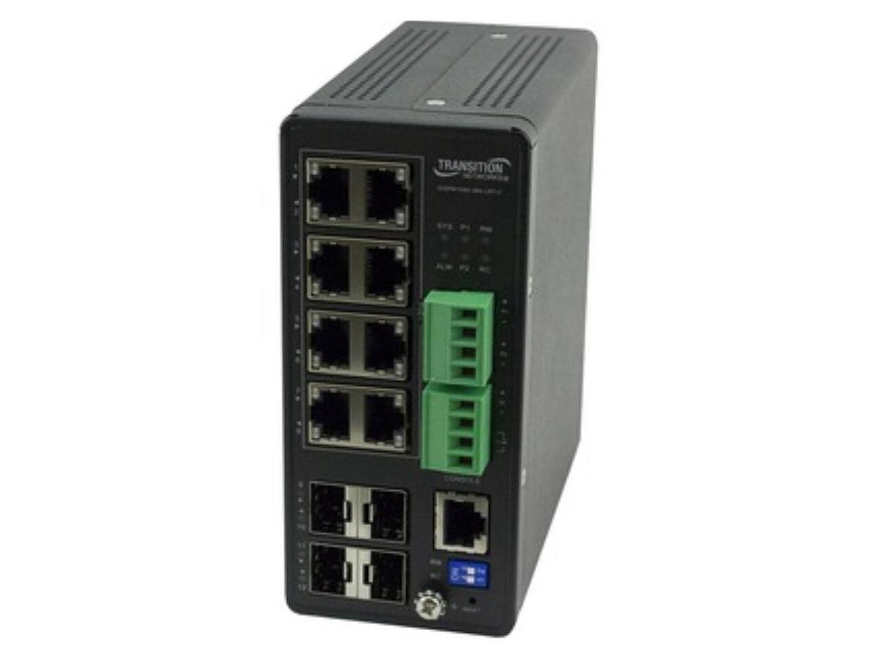 Alt View 4. Transition Networks - SISPM1040-384-LRT-C Managed Hardened PoE+ Switch - Black.