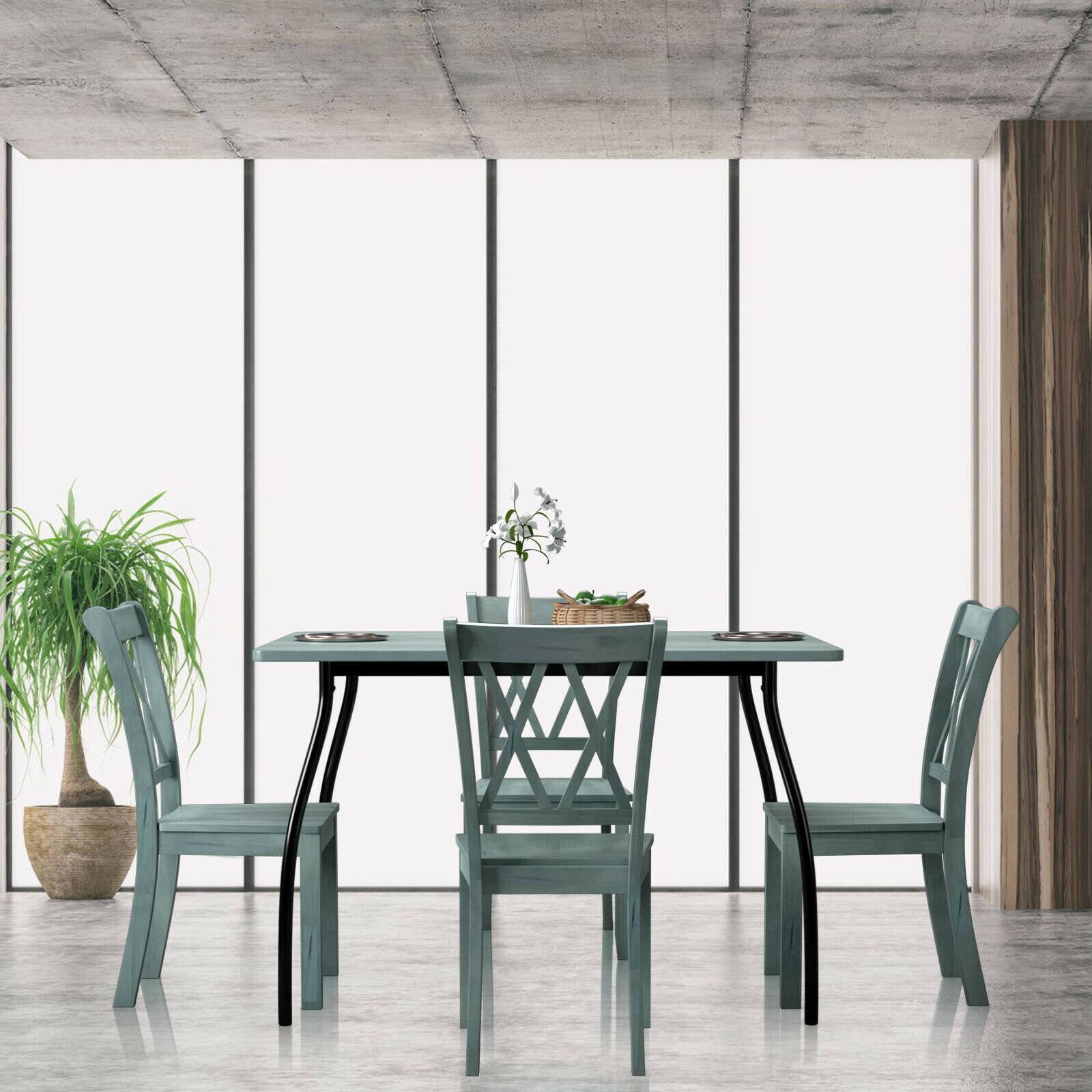 Alt View 1. Gymax - Gymax Set of 4 Wooden Dining Side Chair Armless Chair Home Kitchen Mint Green - Mint Green.