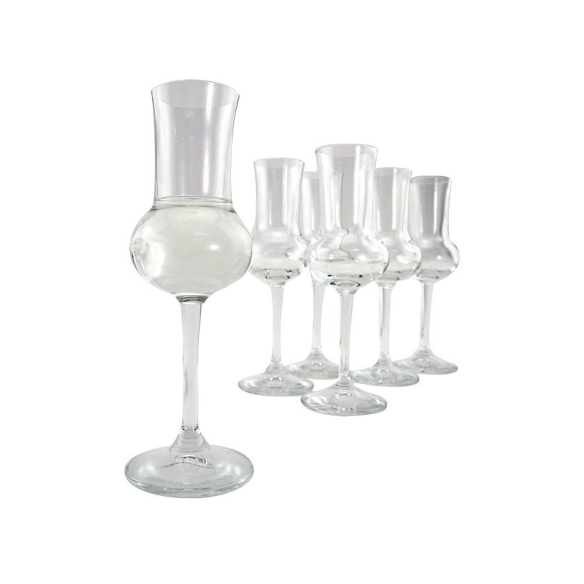 Front. Bormioli Rocco - Bormioli Rocco Riserva Grappa Glass Set of 6, 2.75 oz Crystal Tulip Bowl - Clear.