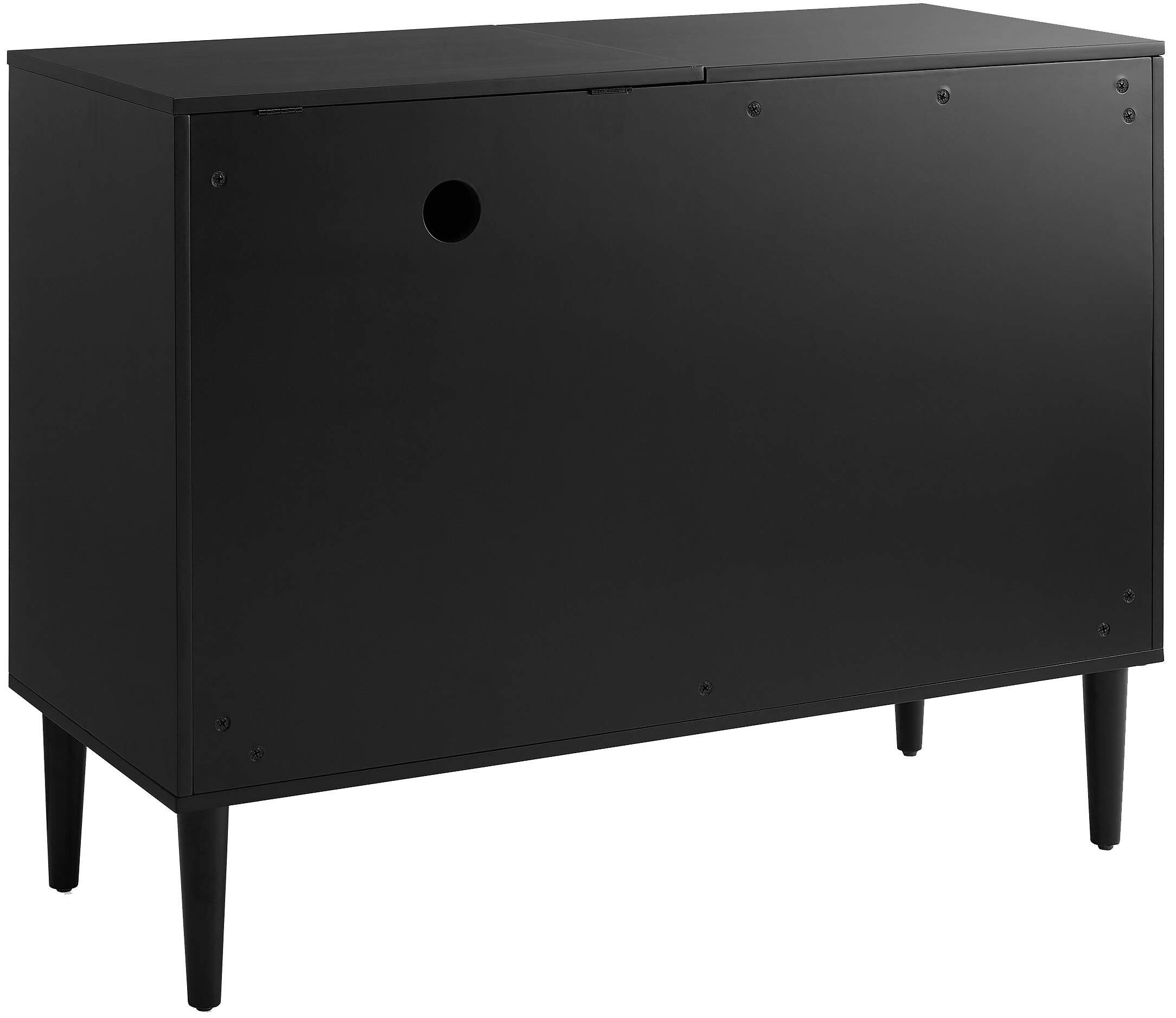 Alt View 2. Crosley Furniture - Everett Large Record Player Cabinet With Vinyl Storage - Matte Black.
