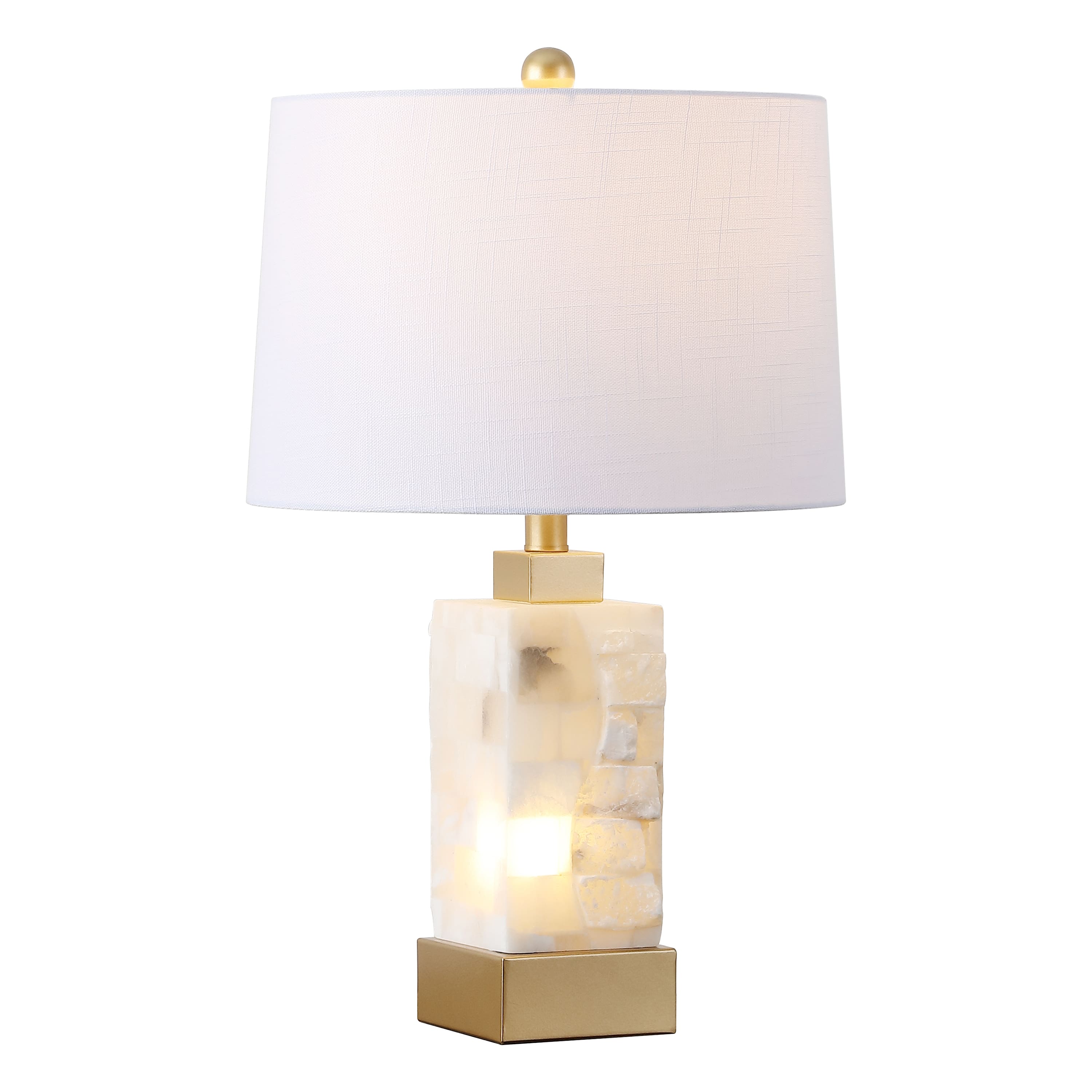 "Jonathan Y - Eloise 23"" Coastal Glam Rectangular Alabaster/Metal LED Table Lamp with Nightlight Base - White/Gold Painting" price history on PriceWatchPro