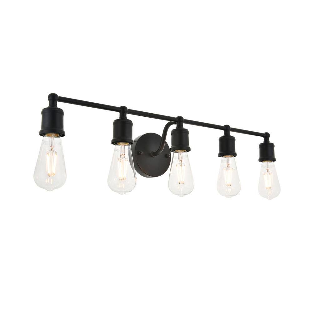 Alt View 5. Living District - Serif 5 light black Wall Sconce - Black.
