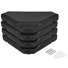 Costway - 4PCS Cantilever Offset Umbrella Base Weight Sand 195lbs Stable Water Filled - Black