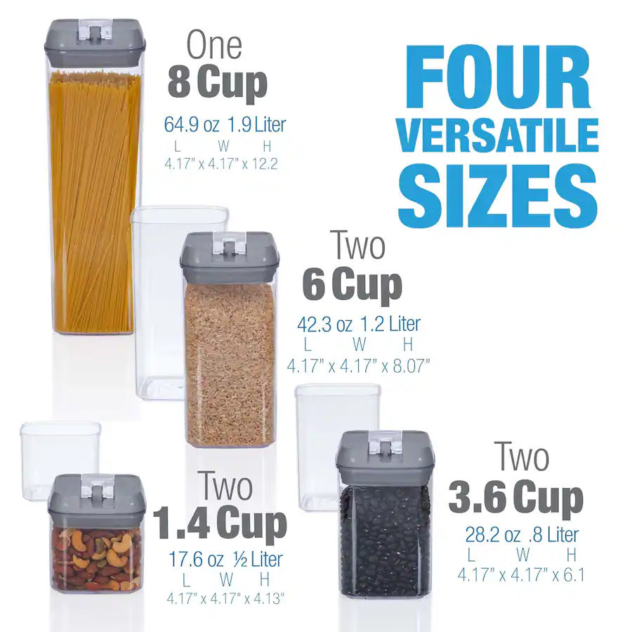 Mini Container Dimensions Cheer Collection Set of 7 Airtight Food Storage Containers Heavy Duty ...