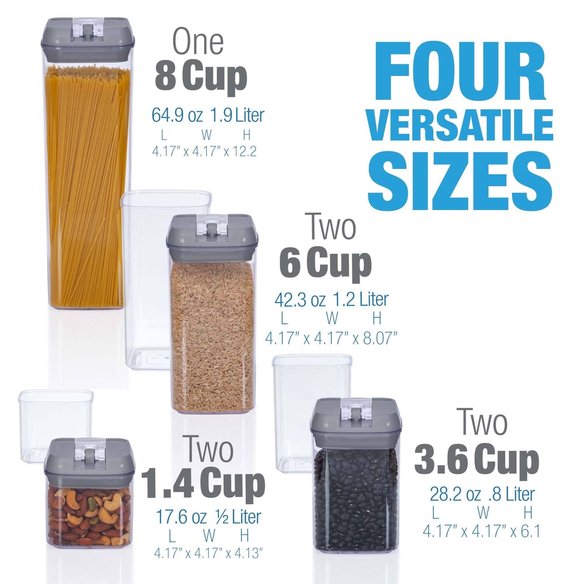Cheer Collection Set of 7 Airtight Food Storage Containers Heavy Duty ...