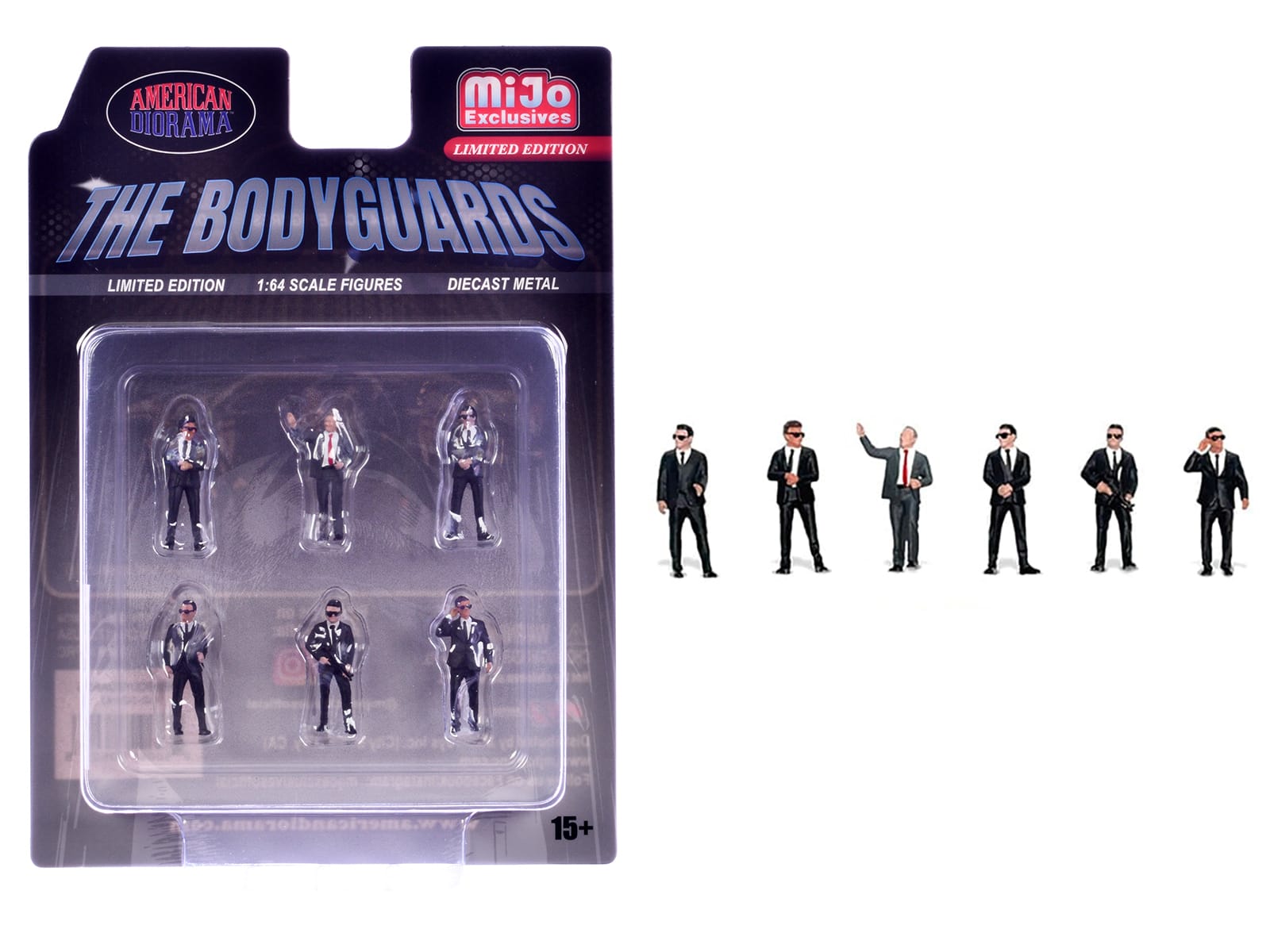 "The Bodyguards" 6 piece Diecast Figure Set Limited Edition for 1/64 Scale Models by American Diorama - Multi