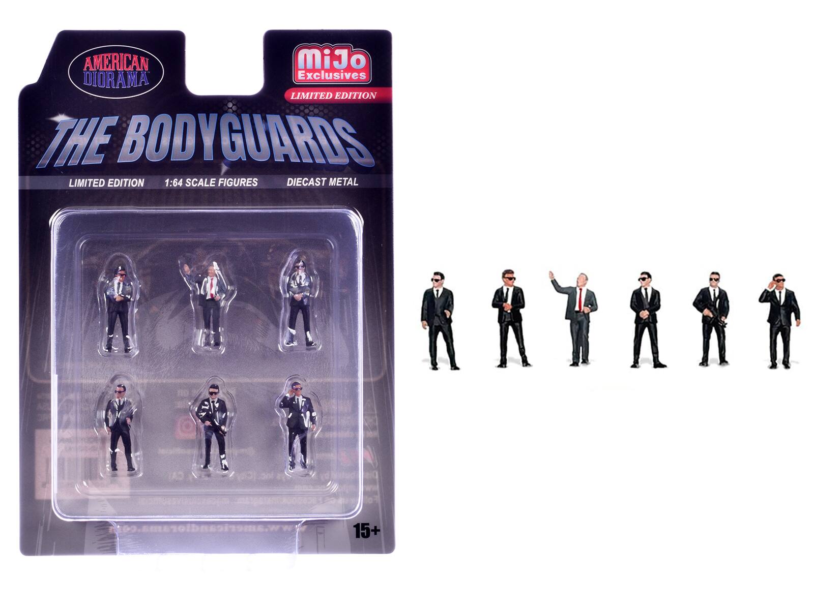 "The Bodyguards" 6 piece Diecast Figure Set Limited Edition for 1/64 Scale Models by American Diorama - Multi