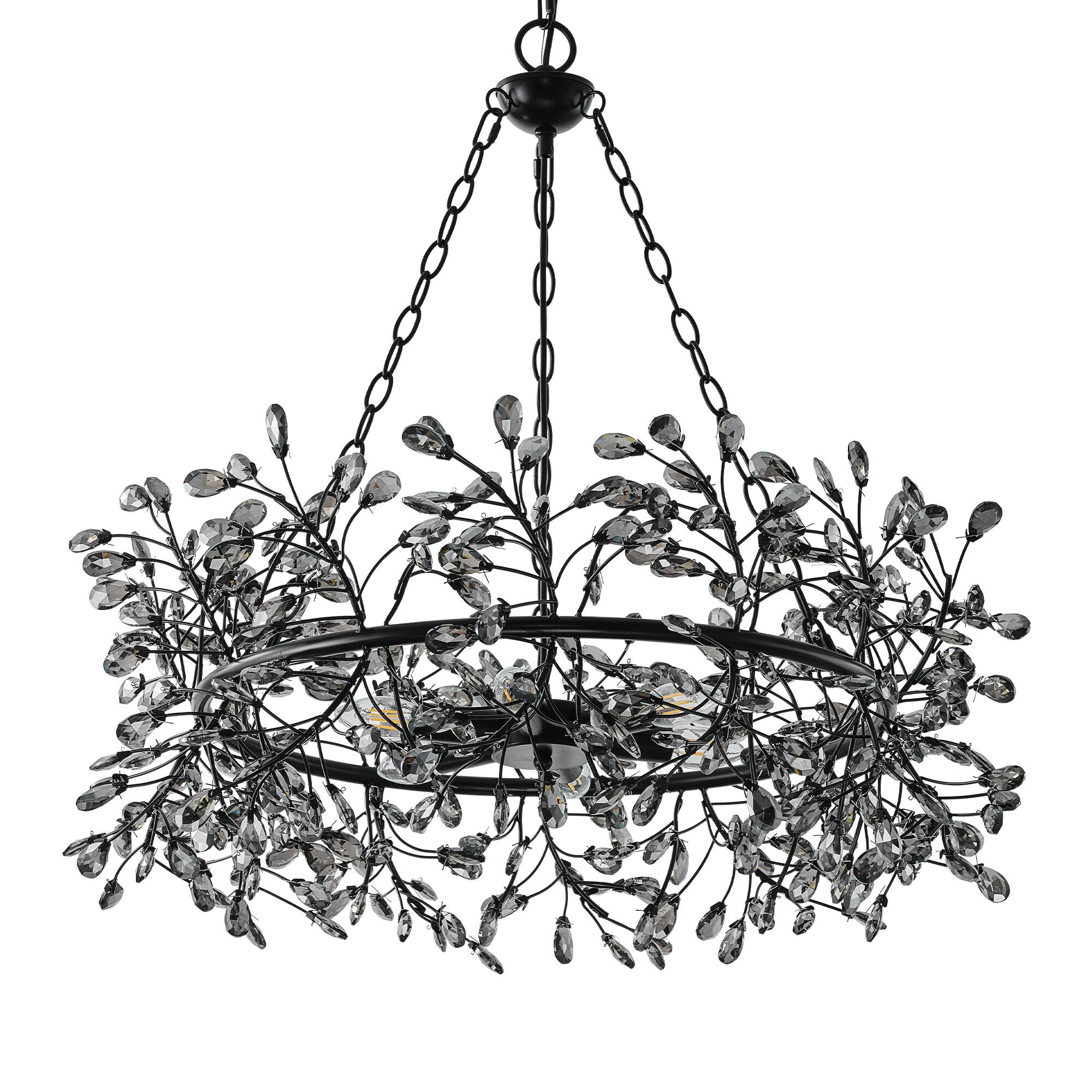 Alt View 9. Parrot Uncle - Vintage Black 6-Light Crystal Chandelier with Adjustable Chain - Black.