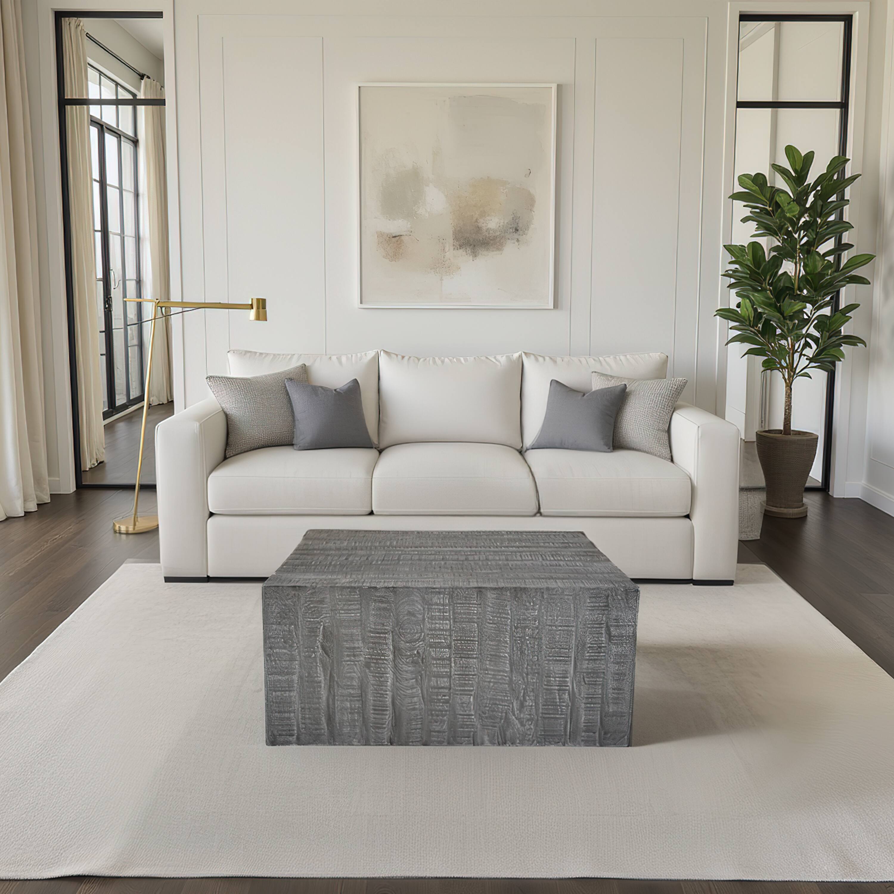 Alt View 10. Manhattan Lane - Rydan Coffee Table | 33 Inch Square Block Top - Gray.