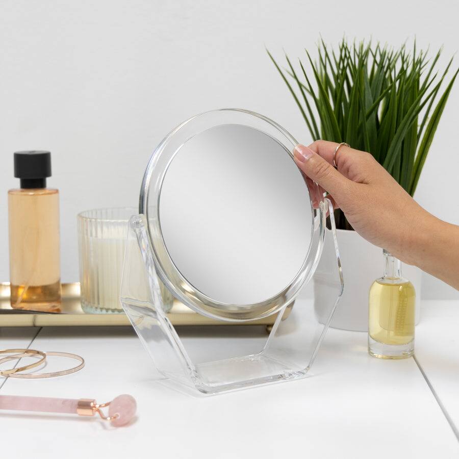Back. Zadro - Countertop Makeup Mirror with 5X/1X Magnifications & Swiveling 6.5-inch Dia. Head - Clear.