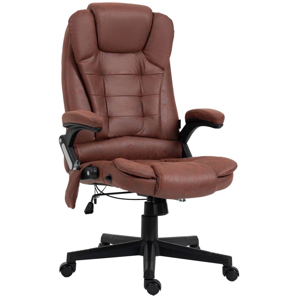 Alt View 7. Loheer - Loheer Massage Office Chair Heated Executive Reclining Desk Chair Red Microfiber - Red.