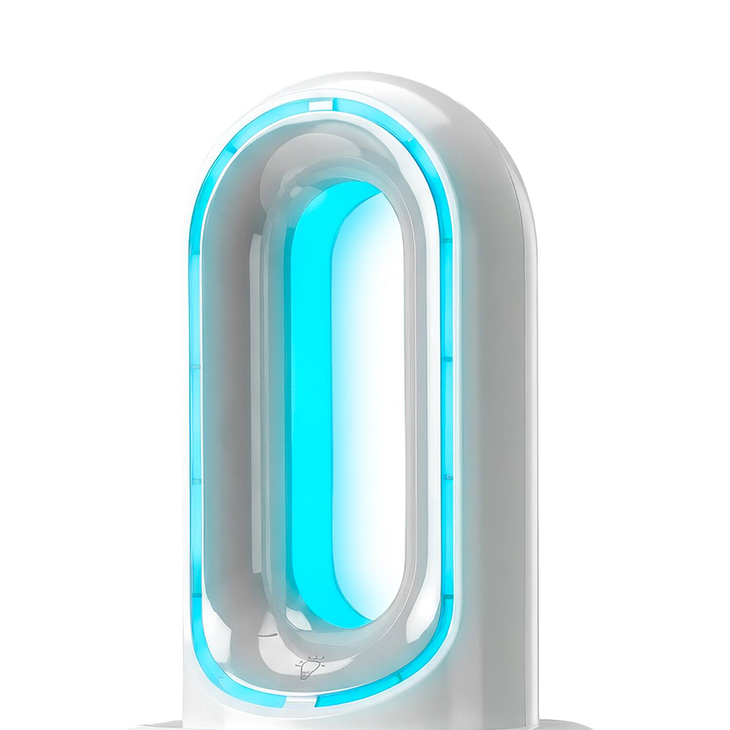 Back. Airbro - 2000mAh 5" Rechargeable Bladeless Desktop Fan, 3 Speeds, LED Lights - White.