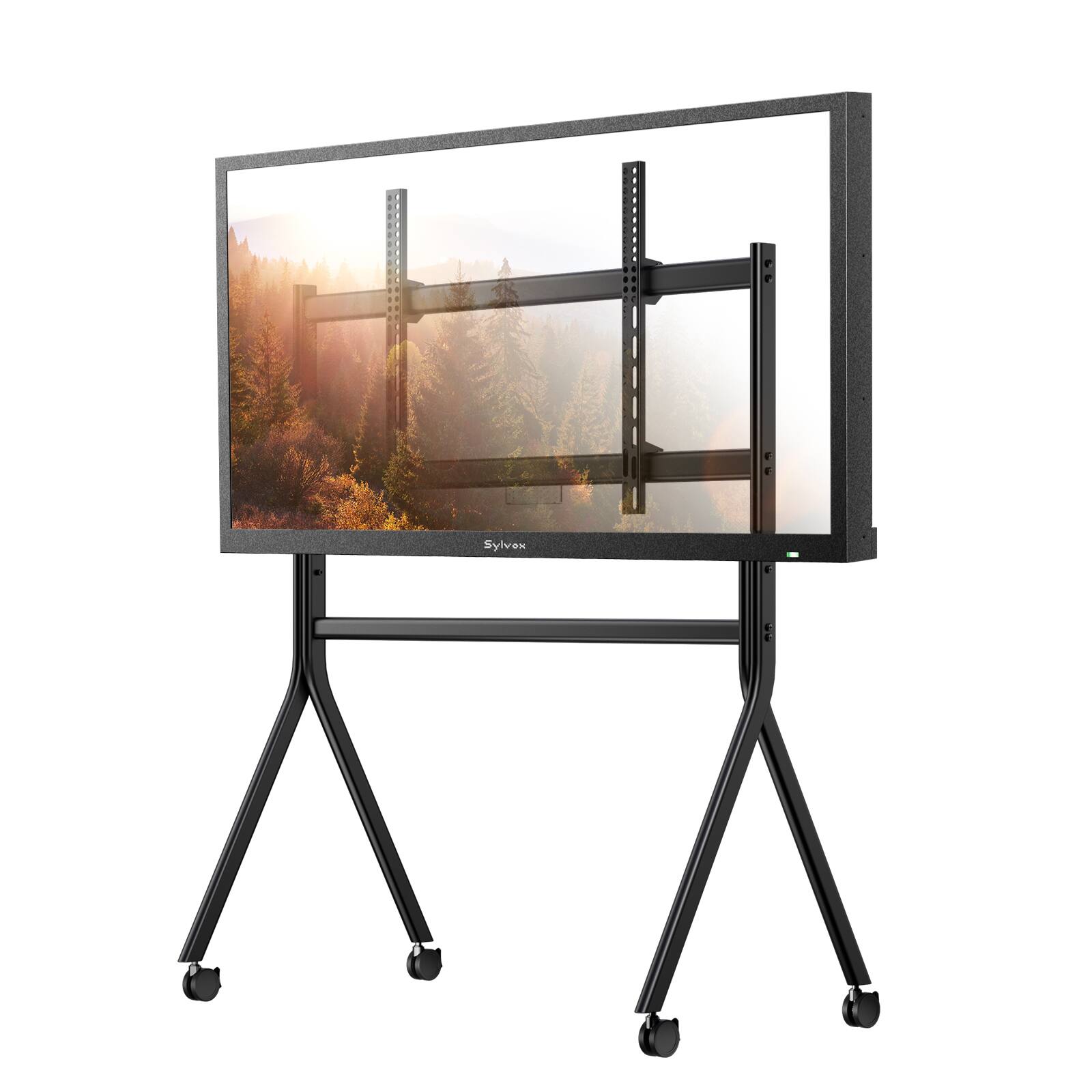 Front. Sylvox - Outdoor Rolling TV Stand for 65"–75" TVs Mobile Cart with Locking Wheels, Adjustable Shelf, VESA up to 1200×600mm, 132 l - Black.