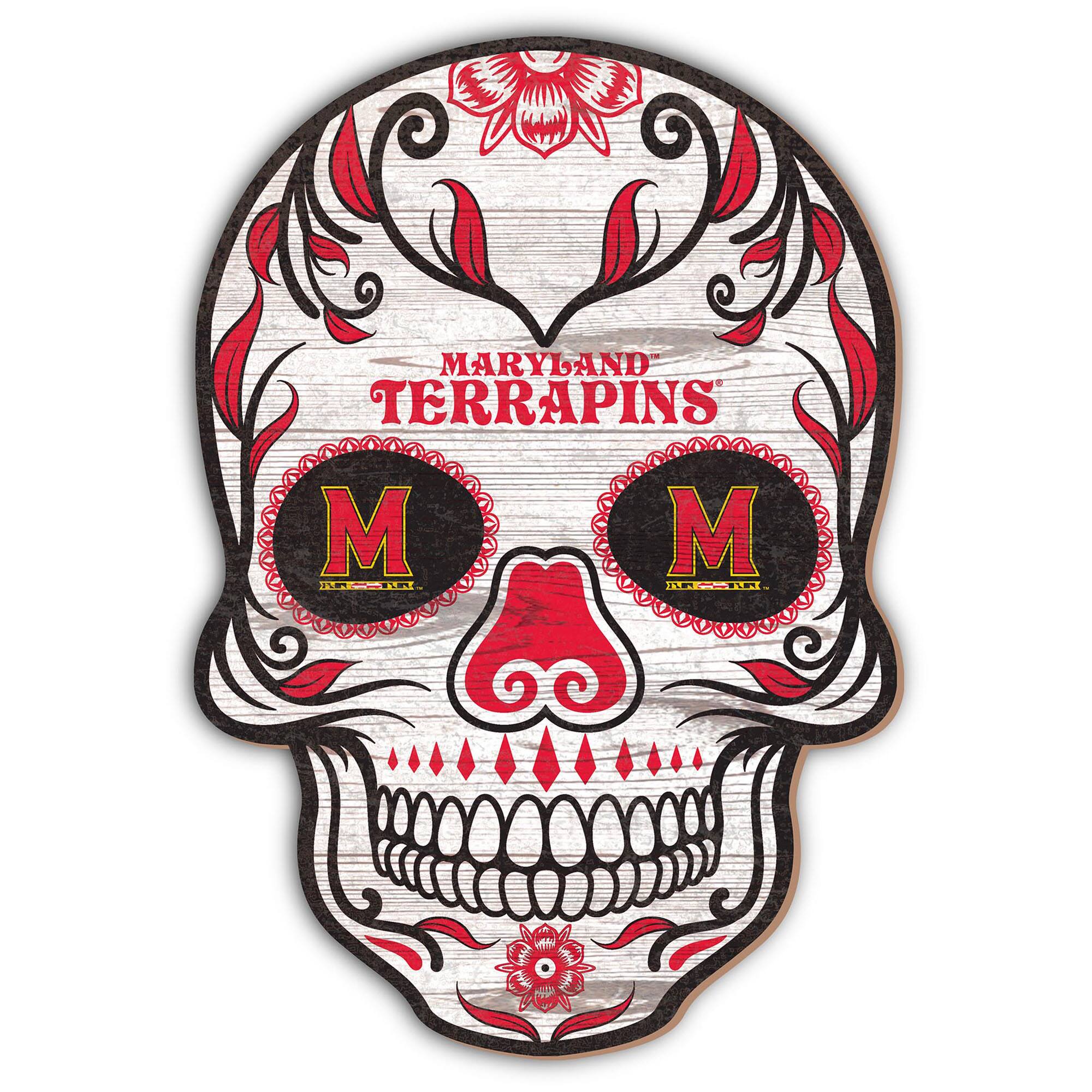 Maryland Terrapins 12'' Sugar Skull Sign