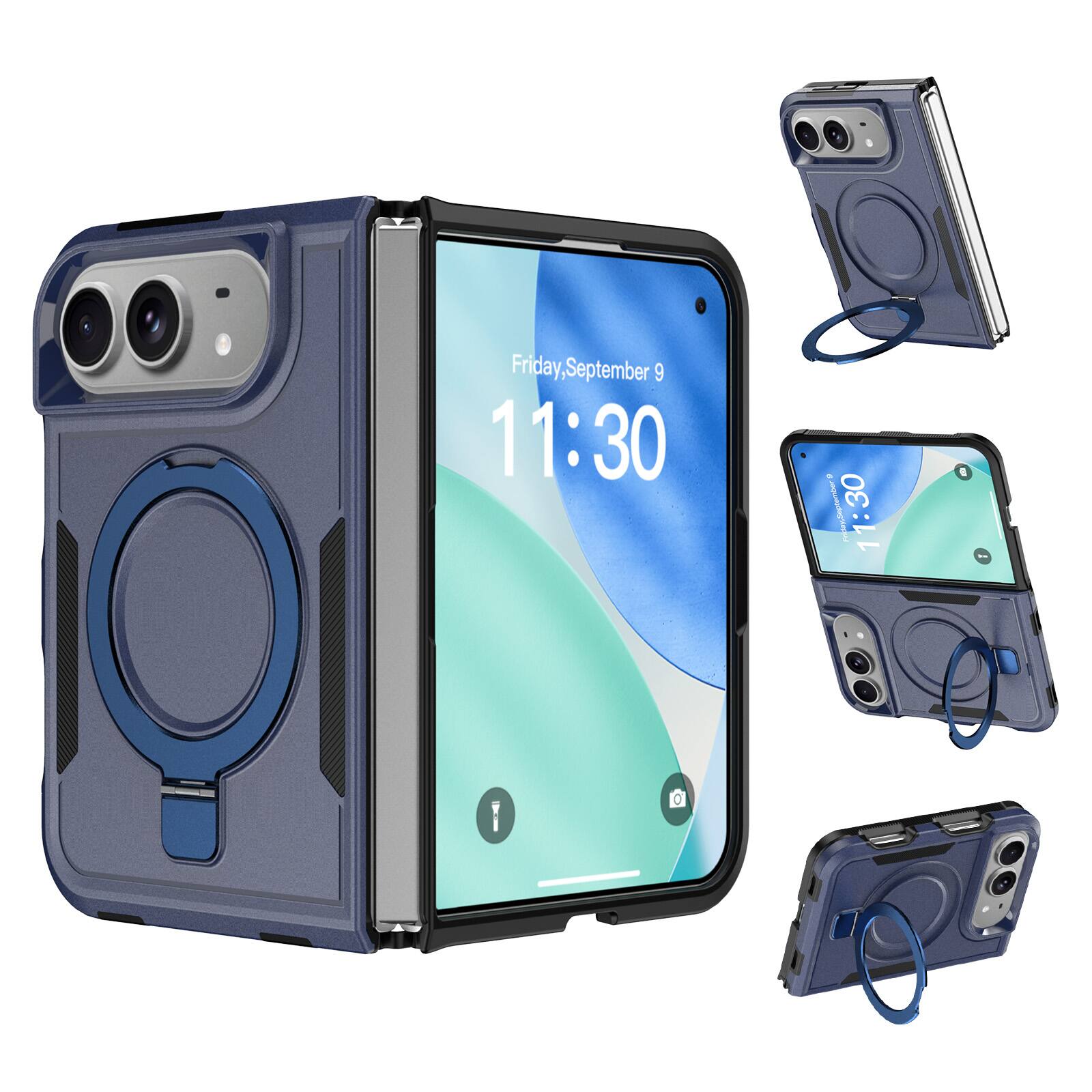 Dteck - For Apple iPhone Duo Rugged Phone Case,Compatible With Magsafe,Dual-layer Hard PC+TPU Non-slip Ring Kickstand Cover - Darkgreen
