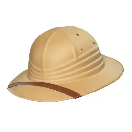 Front. Underwraps - Safari Pith Helmet Hat Adult Costume Accessory - Brown.