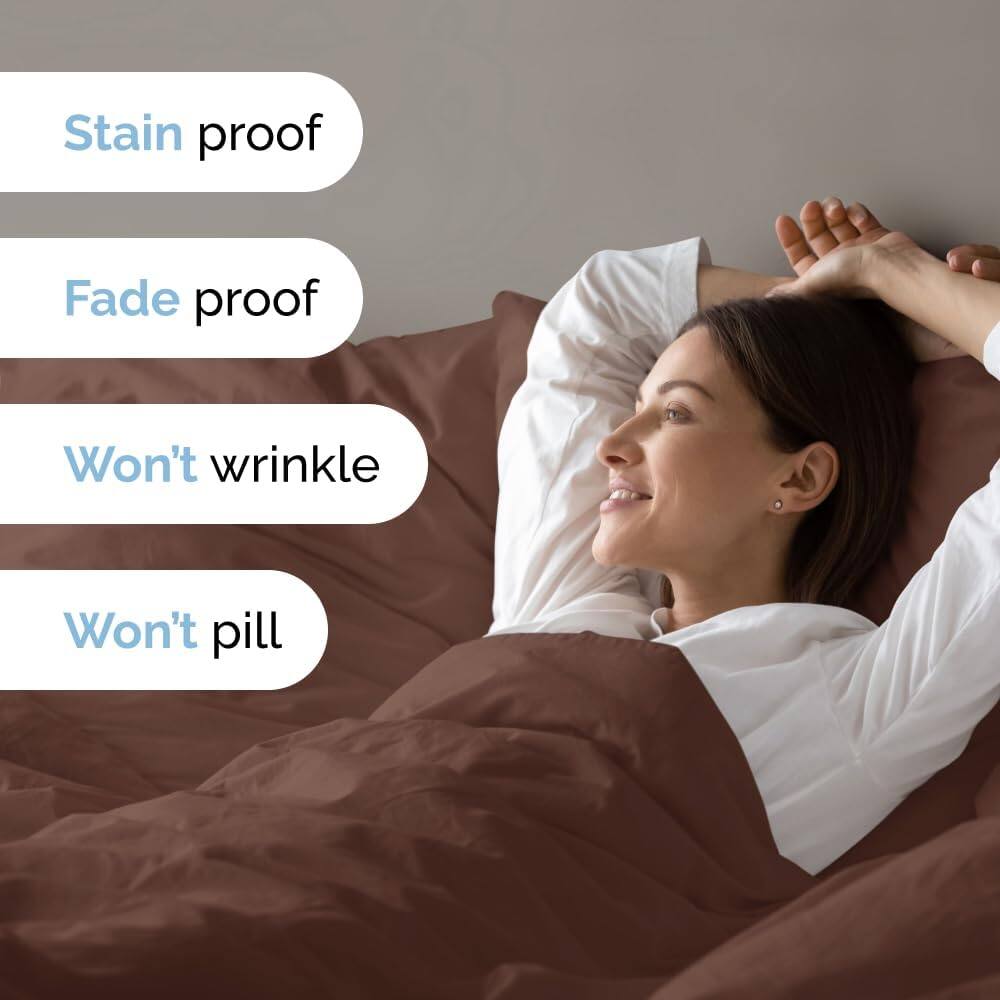 Stain proof  
Fade proof  
Won't wrinkle  
Won't pill