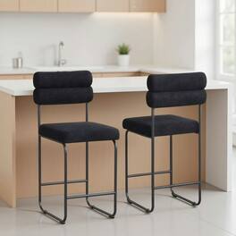 Kadyn - Set of 2 26-Inch Counter-Height Bar Stools with Metal Frame and Footrest - Black