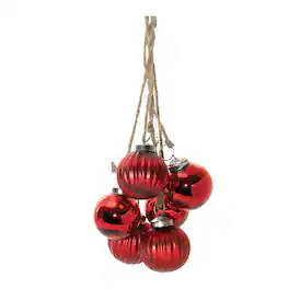 BreeBe - Glass Ball Cluster Drop Ornament (Set of 2) - Red