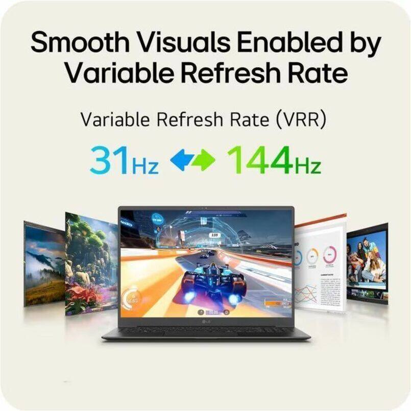 Smooth Visuals Enabled by Variable Refresh Rate  
Variable Refresh Rate (VRR)  
31Hz ➡️ 144Hz