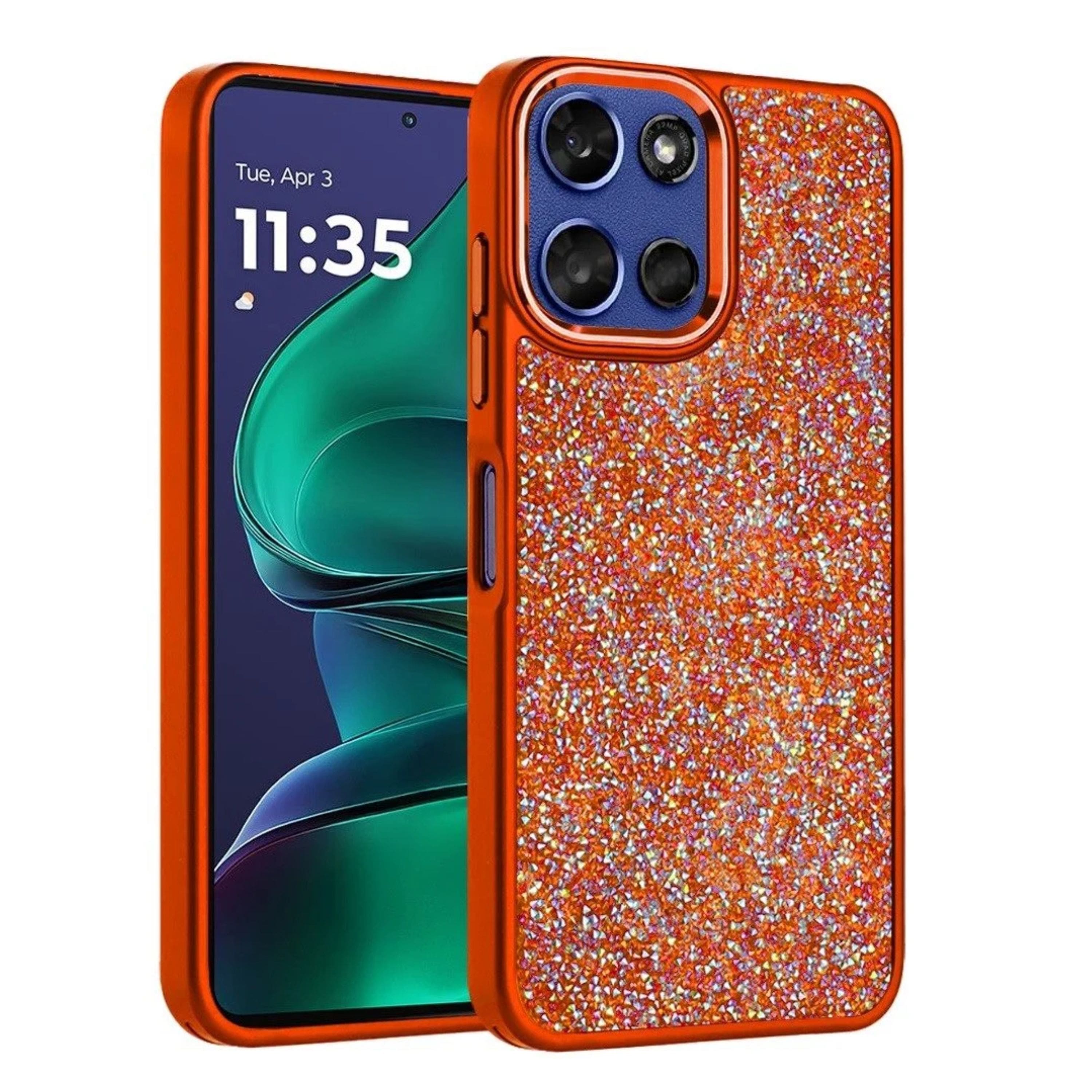 Kitcheniva - Full Crystal Metallic Buttons Phone Case With Tempered Glass For Moto G Stylus 2026/2025 - Cosmic Orange price history on PriceWatchPro