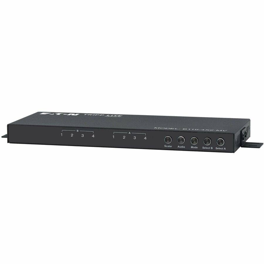 E-T-N TRIPP LITE  
MODEL B110-4X2-MV  
A 1234 1234  
Scaler  
Audio  
Mode  
Select B  
Select A