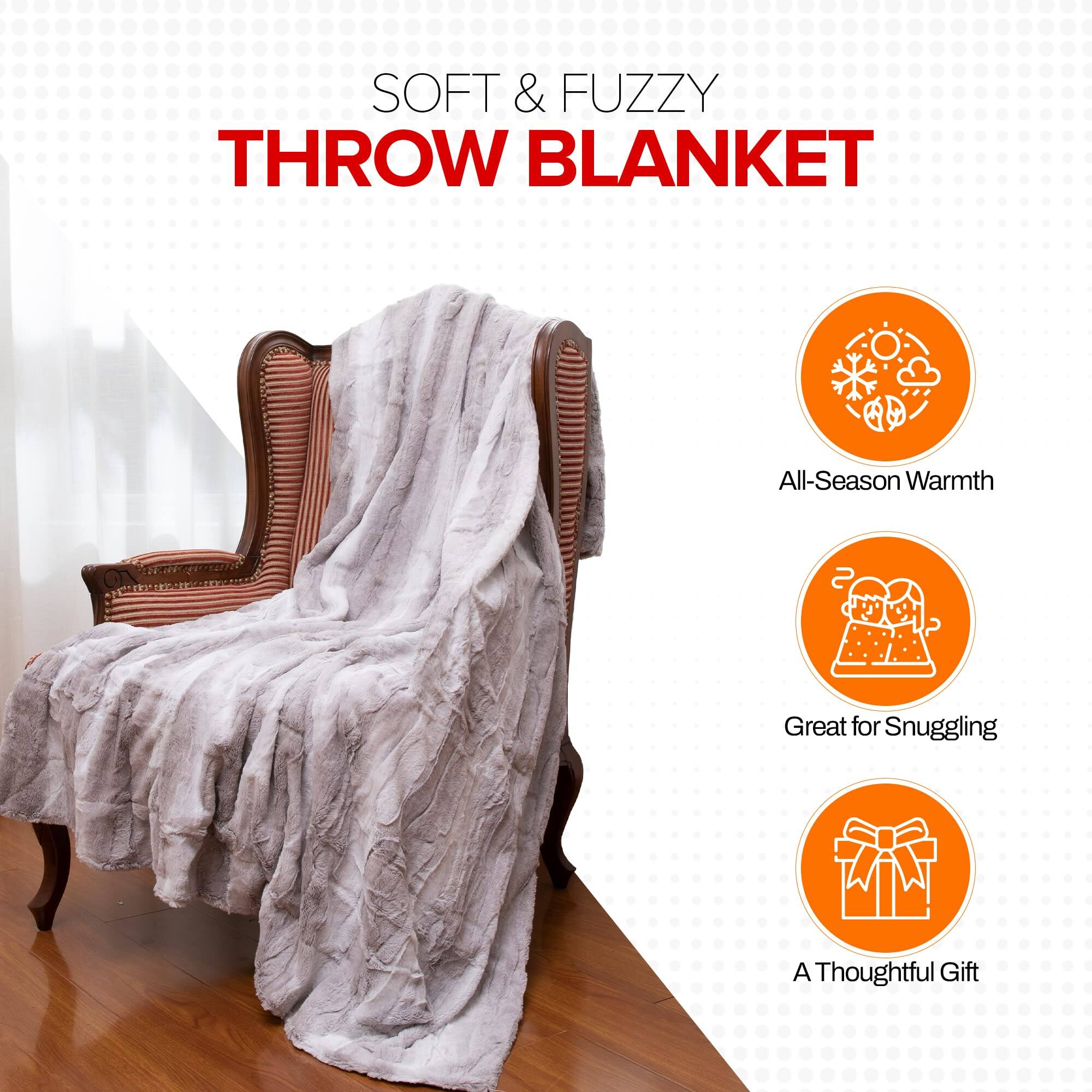 SOFT & FUZZY THROW BLANKET

All-Season Warmth  
Great for Snuggling  
A Thoughtful Gift