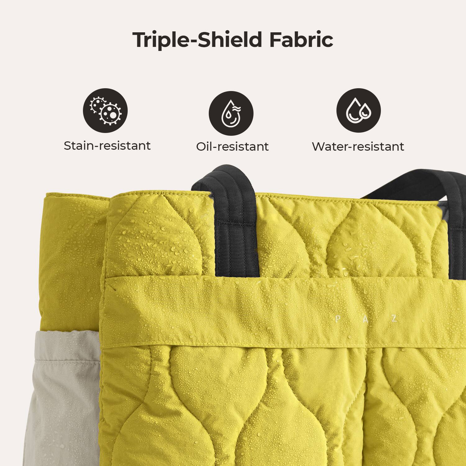Triple-Shield Fabric  
Stain-resistant  
Oil-resistant  
Water-resistant