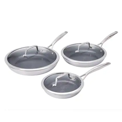 Front. Henckels - Henckels Paradigm Ceramic 6-pc Stainless Steel Dual Performance Fry Pan Set - Stainless Steel.