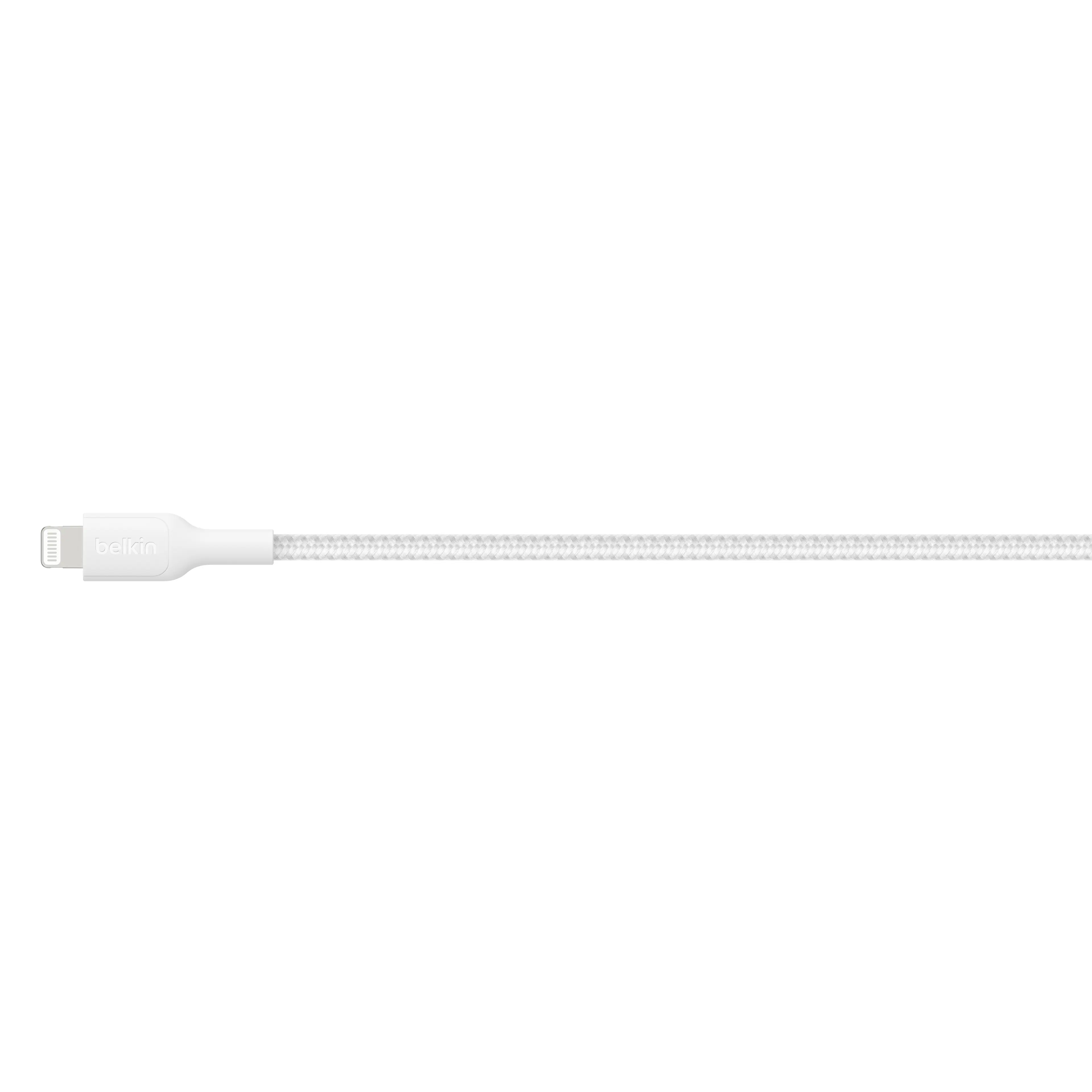 Front. Belkin - BOOST↑CHARGE Braided PCR USB-C to Lightning Cable 1M 2-Pack - White.