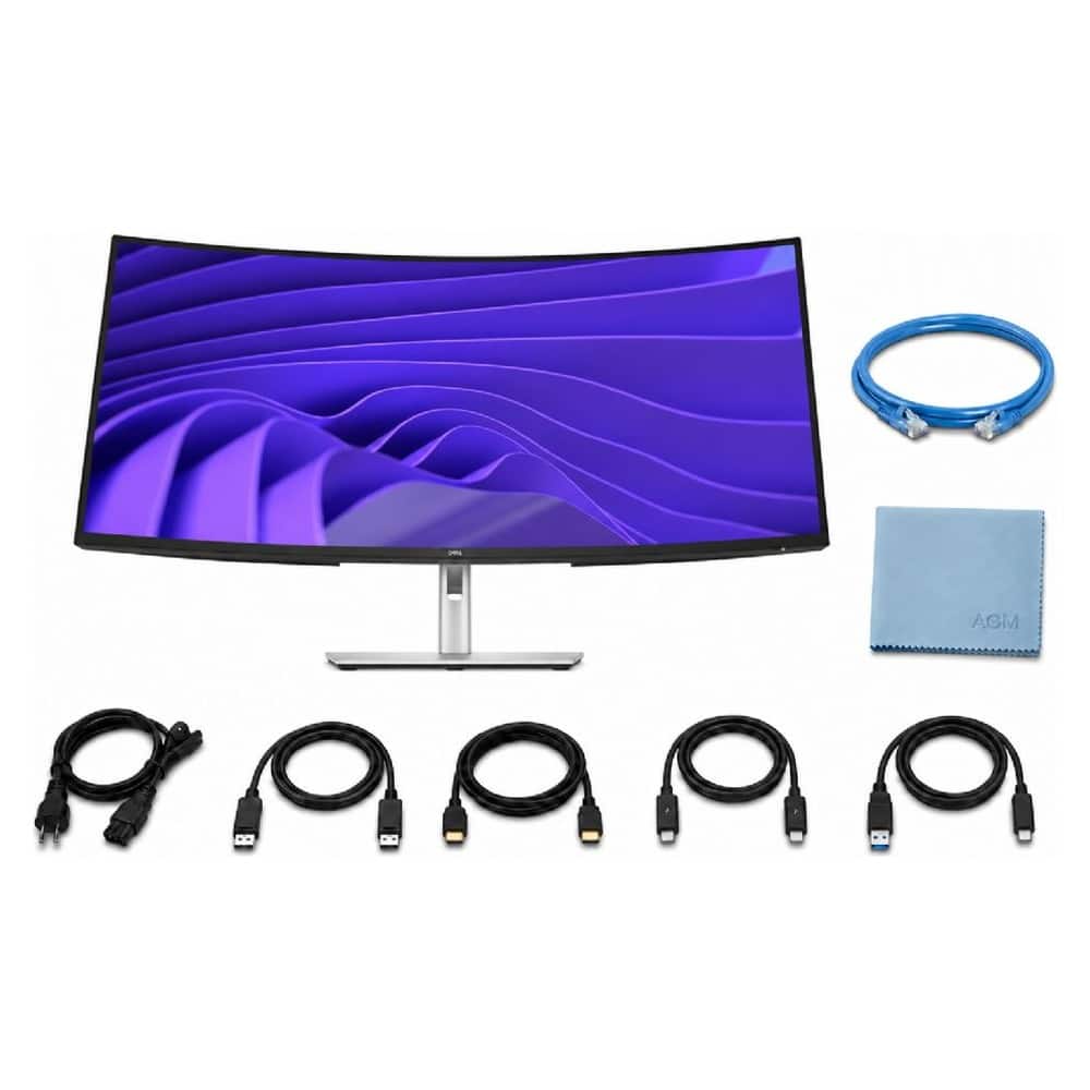 Front. Dell - Pro 34 Plus P3425WE 34-inch Curved USB-C Hub Monitor bundle.