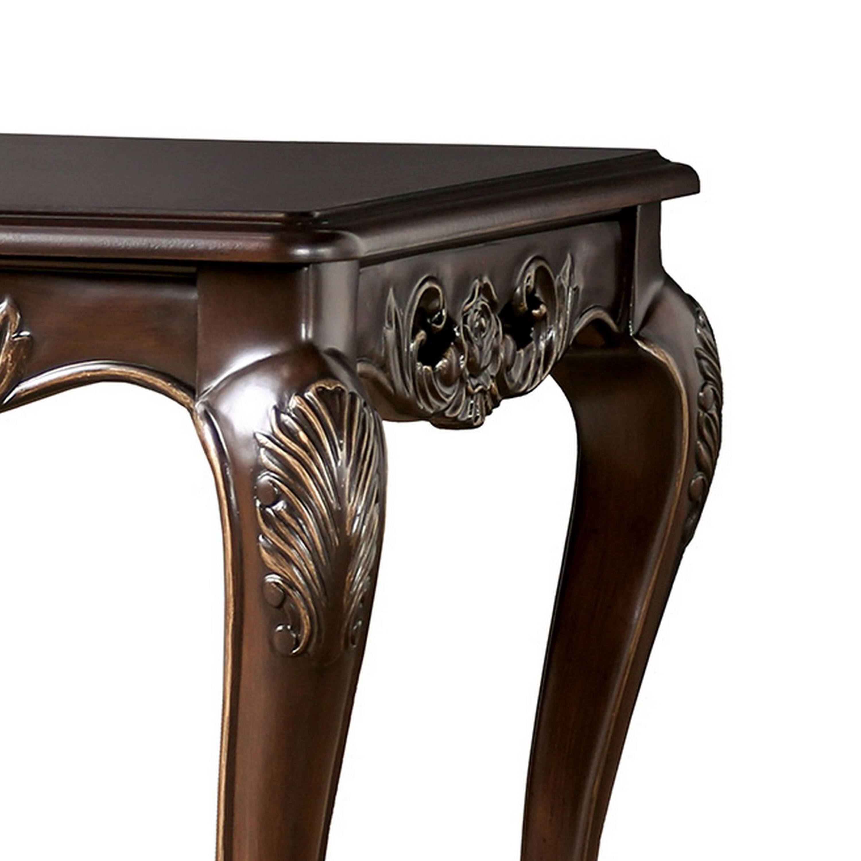 Alt View 2. Manhattan Lane - Halie Side End Table, 28 Inch, Classic Cabriole Legs, Dark Brown Solid Wood - Java Brown.