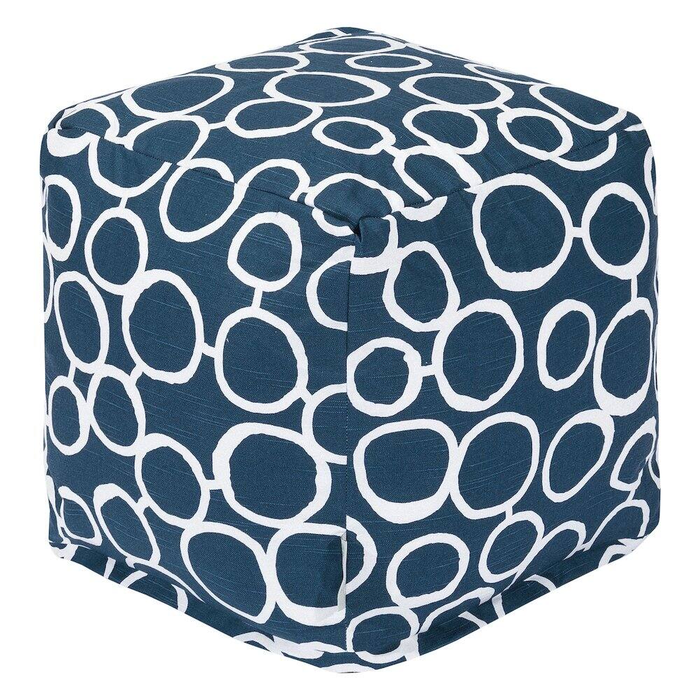 Front. Majestic Home - Cube Pouf Fusion Navy - Blue.