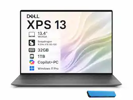 Dell - Upgraded - XPS 13 - Copilot+ PC - 13.4" WUXGA Laptop - Snapdragon X Elite X1E-80-100 2024 - 32GB RAM - 1TB Storage - Win11Pro - Graphite