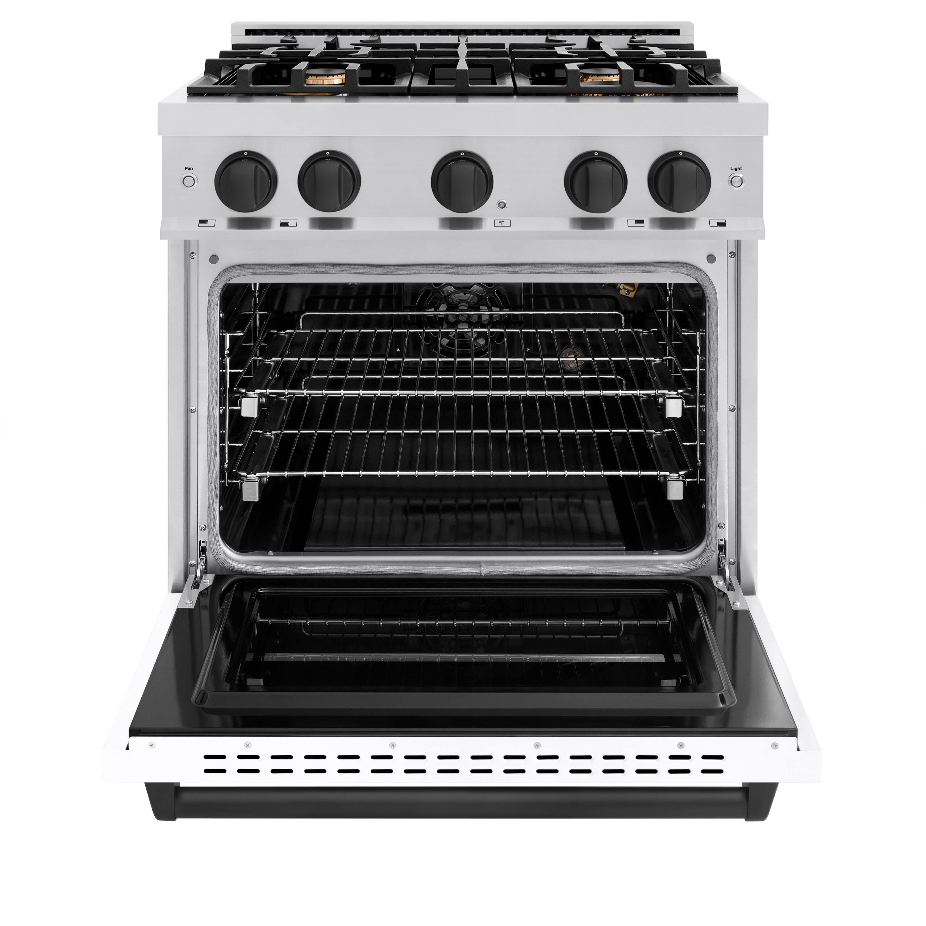Alt View 1. ZLINE - Autograph 30" Classic Gas Range with 4 Burners and Black Accents (CGRZ-WM-30-MB) - White.
