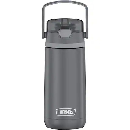 Front. Thermos - Thermos Kids 14 oz. Funtainer Insulated Stainless Steel Water Bottle - Gray - Gray.