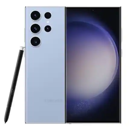 Front. Samsung - Samsung Galaxy S23 Ultra 1TB S918U Unlocked - Sky Blue.