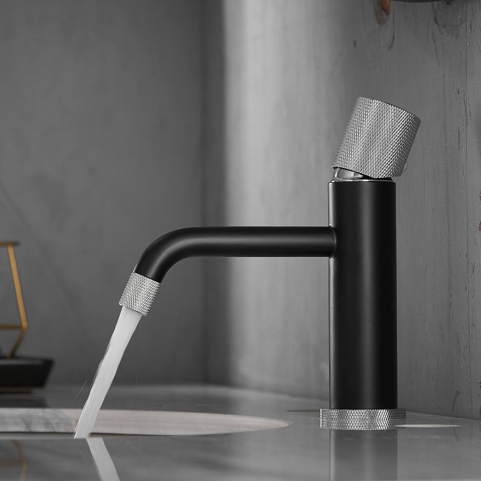 Alt View 4. Boyel Living - Single Hole Single Handle Bathroom Faucet Matte Black and Silver with Water Supply Lines Vessel Sink Faucet - Matte Black and Silver.